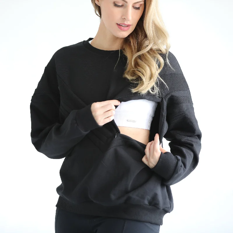 supportive eco - friendly women nursing braIsabella Oversized Nursing & Pregnancy Sweatshirt (Noir)