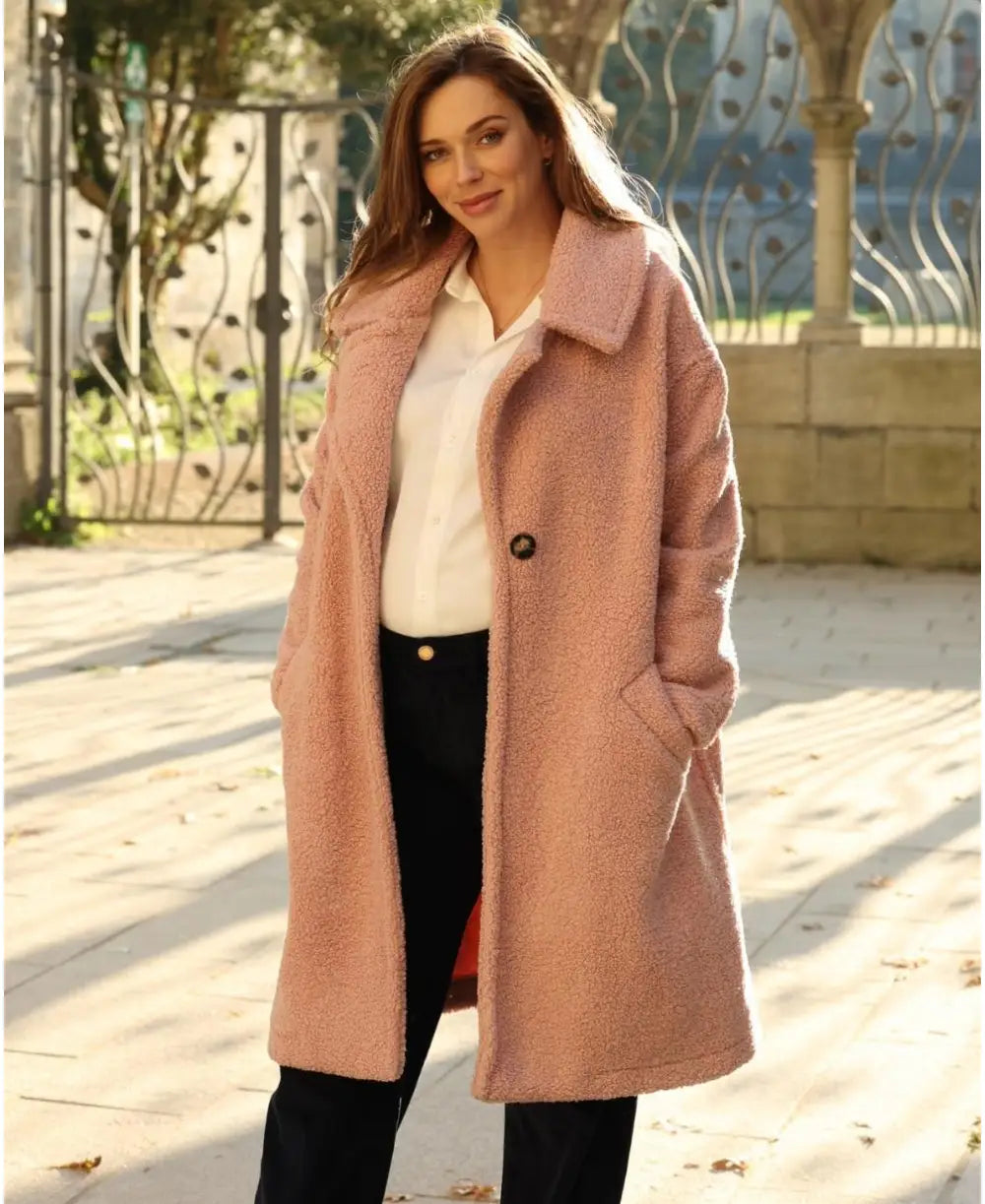 front closure women nursing braPink Léonie long pregnancy coat