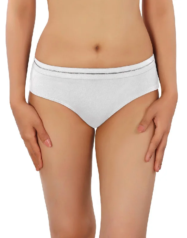 high cut panties for women to show off legsLOSHA COTTON BIKNI BREIF WITH GLITTER ELASTIC WAIST BAND-WHITE