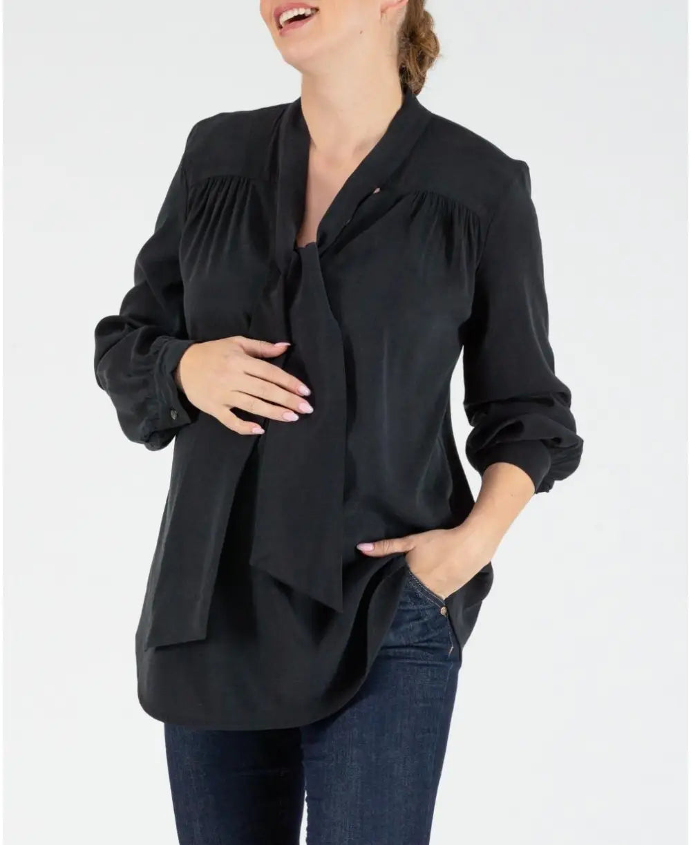 anti - bacteria women nursing braMargaux ascot tie pregnancy and nursing blouse black