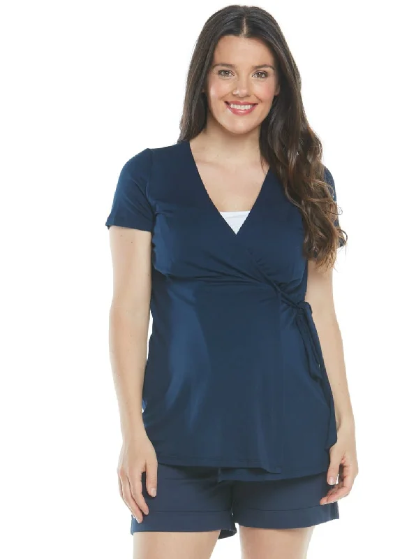 nursing bra for twins momsMaternity/ Nursing Wrap Top - Navy