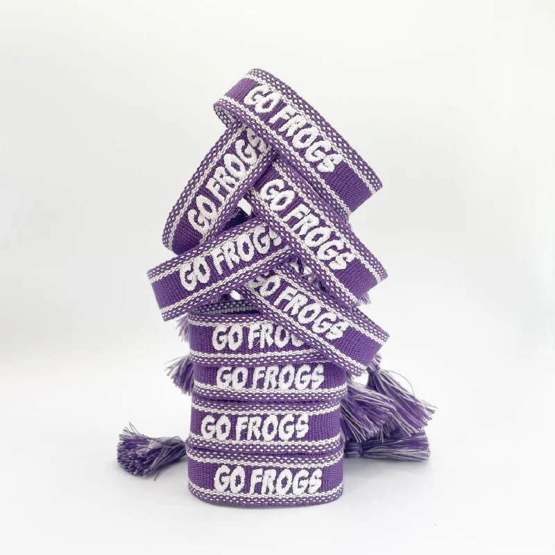 ruffled women bikini briefs for a playful stylePeggy Falkenberg Designs GO FROGS Game Day Bracelet - Purple