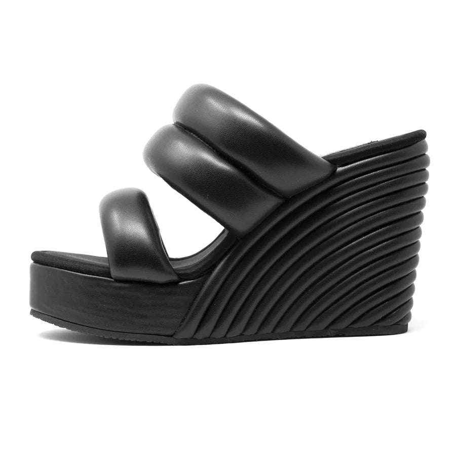 wireless women bikini briefs for a soft feelROAM Women's Strata Puffy Vegan Leather Platform Wedge Sandals - Black