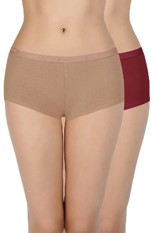 bamboo panties for women with natural softnessSolid Low Rise Boyshort Panties (Pack of 2)