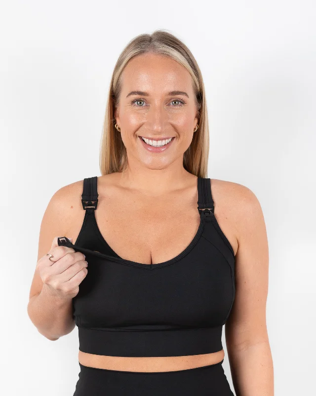 easy - access women nursing braStaple Breastfeeding Crop (Black)