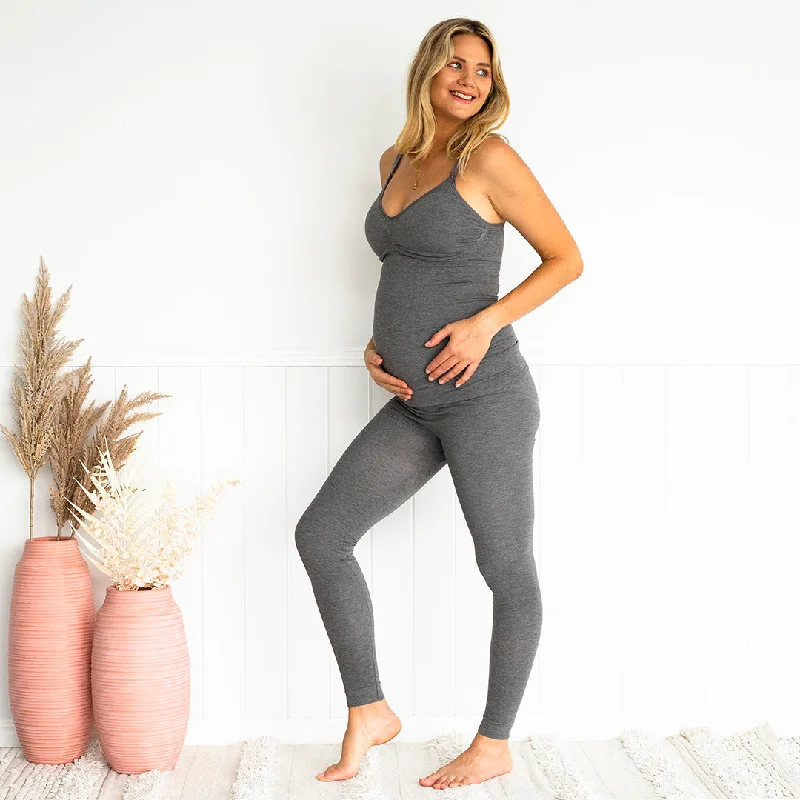 quick dry women nursing braYummy Maternity Bamboo Nursing Singlet - Grey