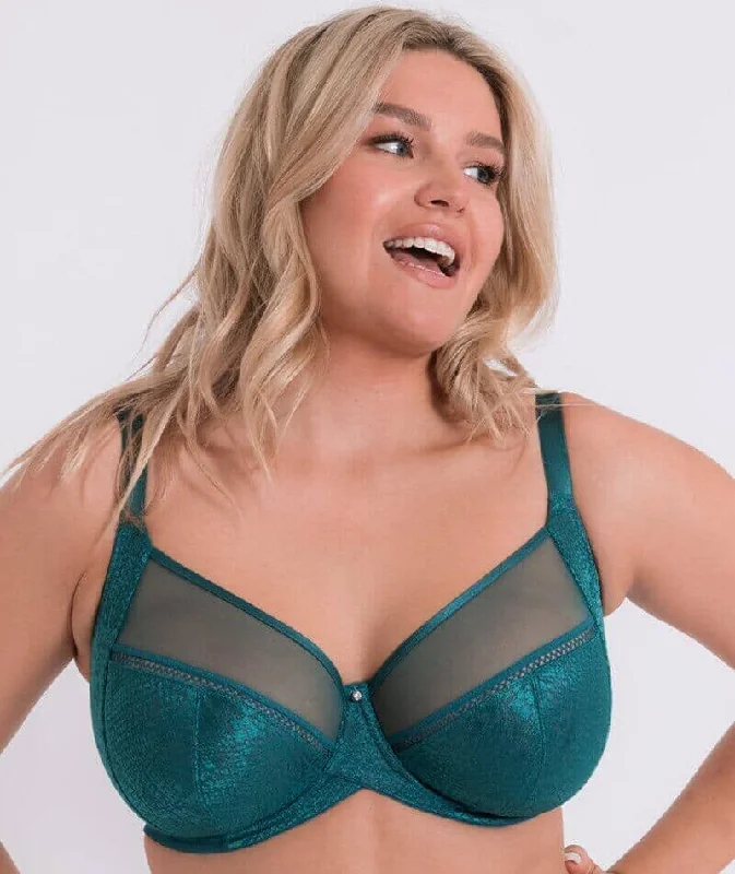 plus size bralette bras for comfortCurvy Kate Amaze Balcony Bra - Verdigris Green