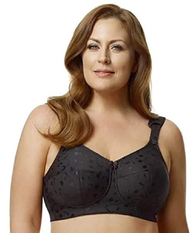 supportive underwire bras for large bustsElila Jacquard Wire-Free Bra - Black