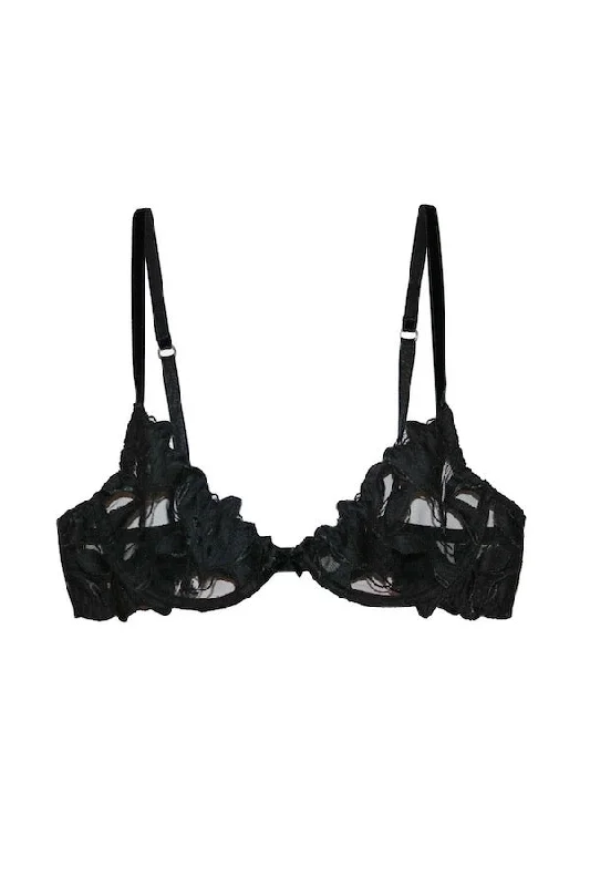 plus size bras with good supportLily Embroidery Plunge Demi Bra Black