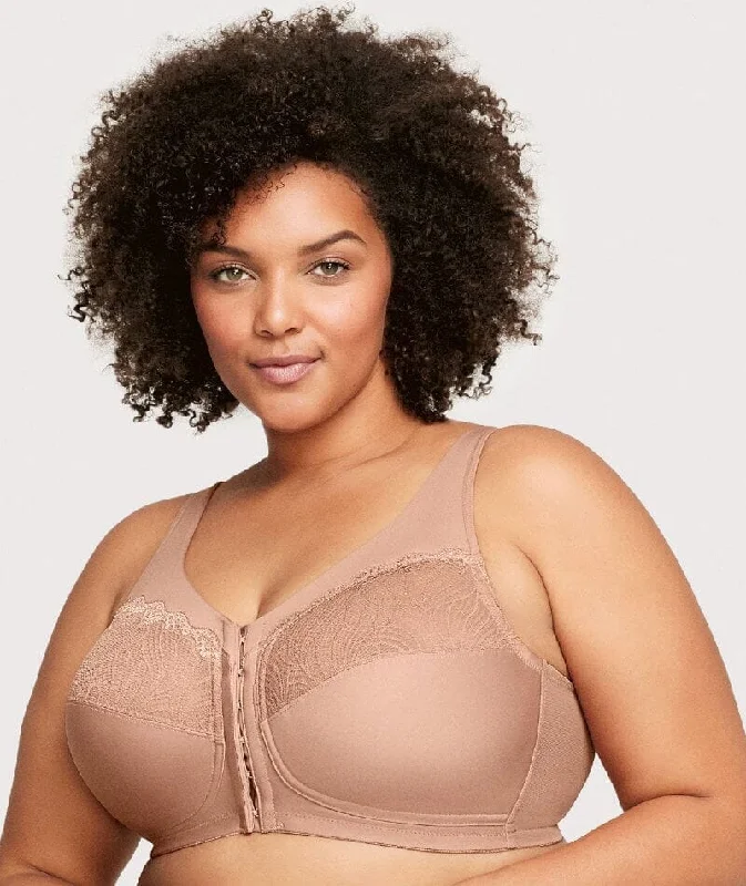 balconette lace bras for a feminine touchGlamorise Magiclift Natural Shape Wire-Free Front-Closure Bra - Cappuccino