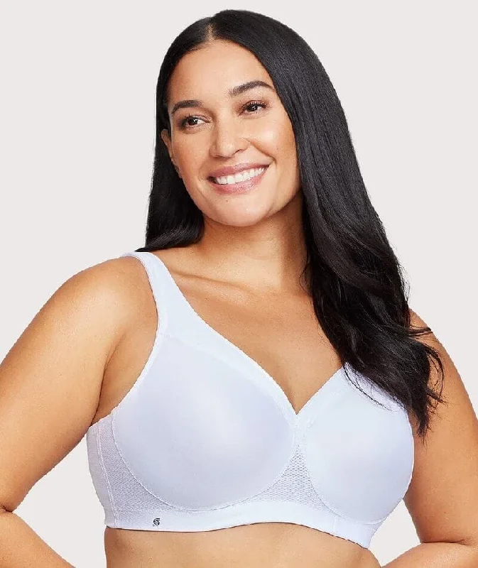 minimizer plus size bras for curvy figuresGlamorise Magiclift Seamless Wire-Free Sports Bra - White