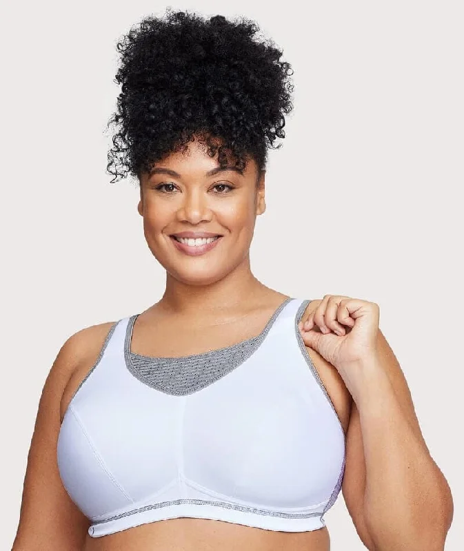 seamless bras for invisible under clothesGlamorise No-Bounce Camisole Elite Wire-Free Sports Bra - White/Gray