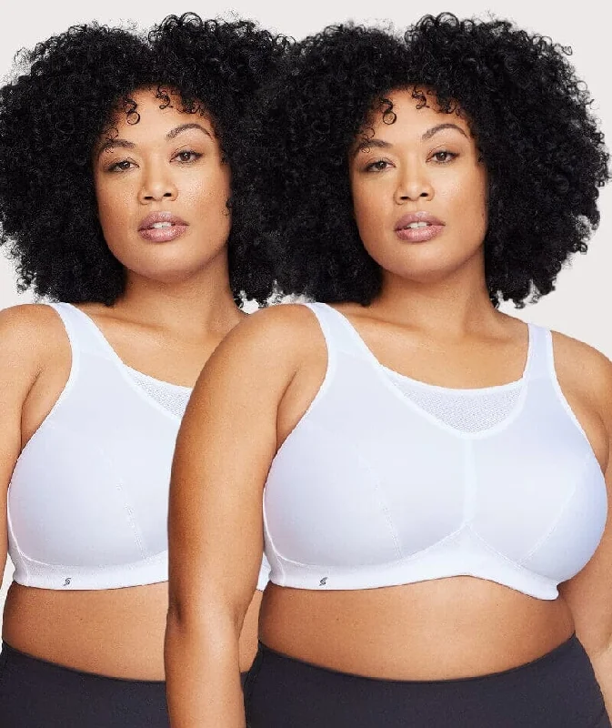 bralette sports bras for light exerciseGlamorise No-Bounce Camisole Wire-Free Sports Bra 2 Pack - White