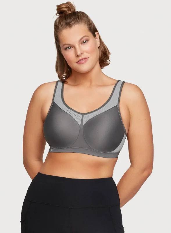 bralette with underwire for added supportGlamorise: No Limits High Support Underwire Sports Bra Gray