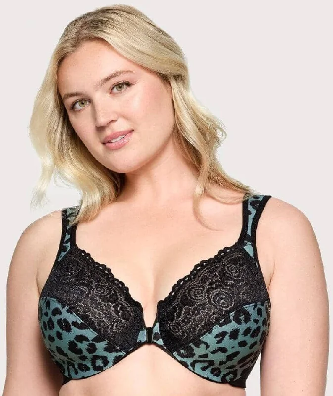 convertible sports bras for versatile useGlamorise WonderWire Front-Closure Bra - Centennial Leopard