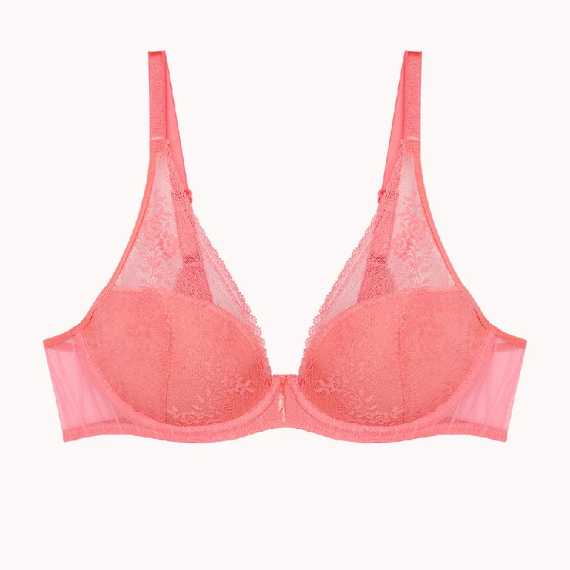 plus size bras with good supportMaddie Grapefruit Plunge T-Shirt Bra