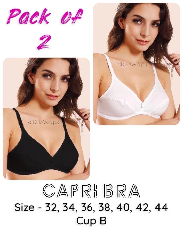 balconette push up bras for a lifted lookPack of 2 - Capri Bra - Flourish - Non Padded & Non Wired Basic Cotton Bra