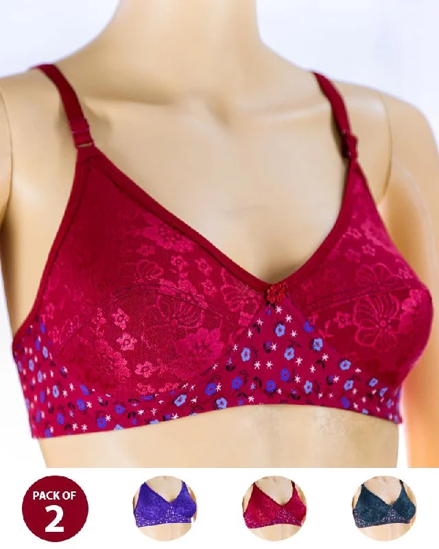 moisture wicking sleep bras for hot sleepersPack of 2 Madam Bra - K-8244 - Non Padded Bra - Non Wired Bra