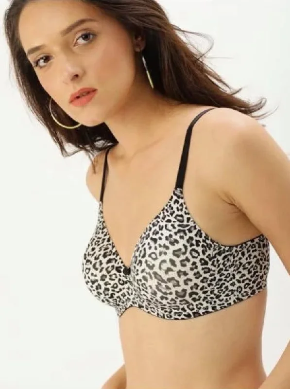 t - shirt bras for a smooth look under clothesSexy Cheetah Style Bra - Black & White - Padded Underwired