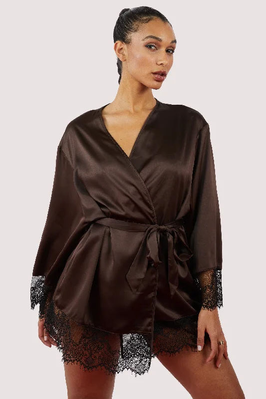 seamless backless bras for summer dressesAlaia Chocolate Brown Caged Kimono