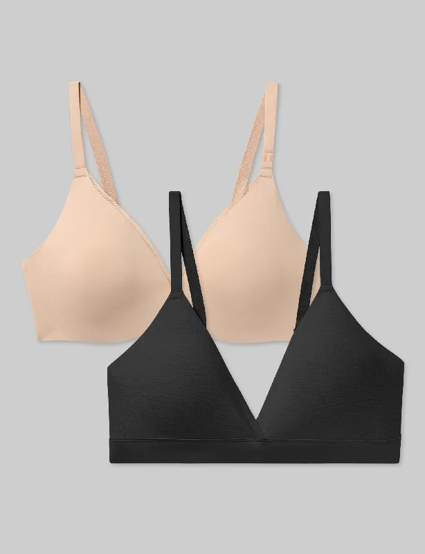 plunge wireless bras for a natural lookAir Plunge Bra and Air Triangle Bralette Set (2-Pack)