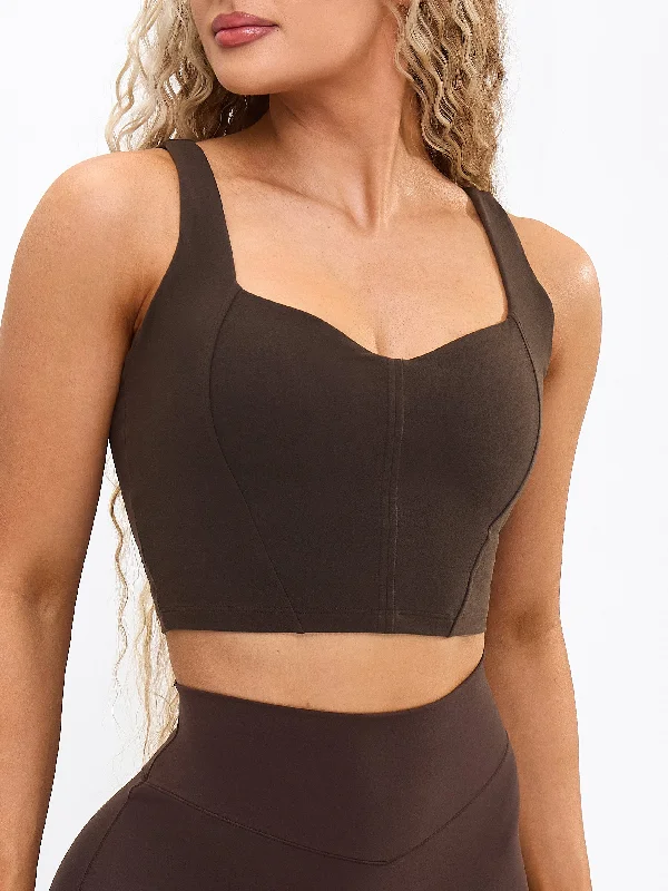 petite women sport bra with proper fitCovet Crop - Cold Brew