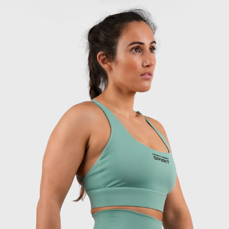 plus size high impact women sport braNORTHERN SPIRIT - KHI WOMEN CROSSBACK SPORTS BRA MEDIUM SUPPORT - SHALE GREEN