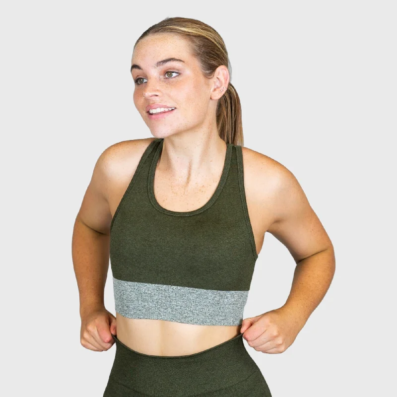 plus size high impact women sport braTWL - Women's Endure Seamless Bra - Dark Olive Marl/Stone Marl