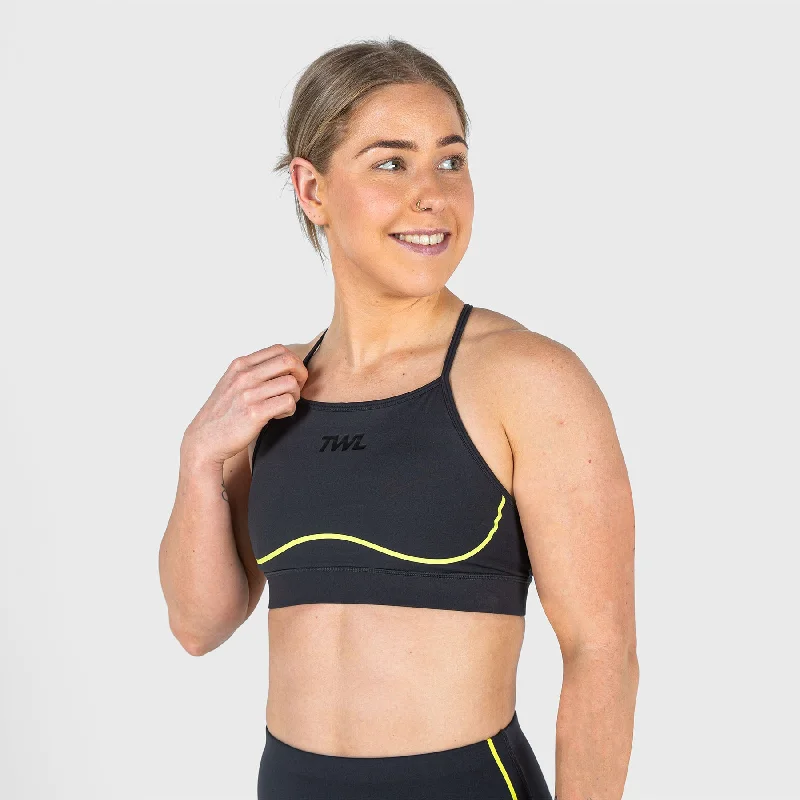 black women sport bra for a classic styleTWL - WOMEN'S FLEET BRA - PHANTOM/CITRUS