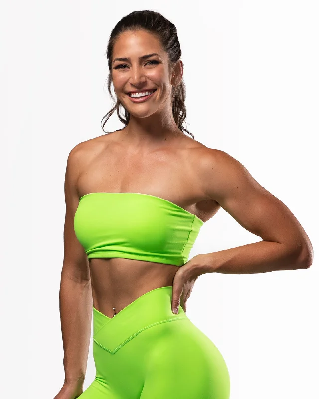 black women sport bra for a classic styleVice Neon Green Bandeau